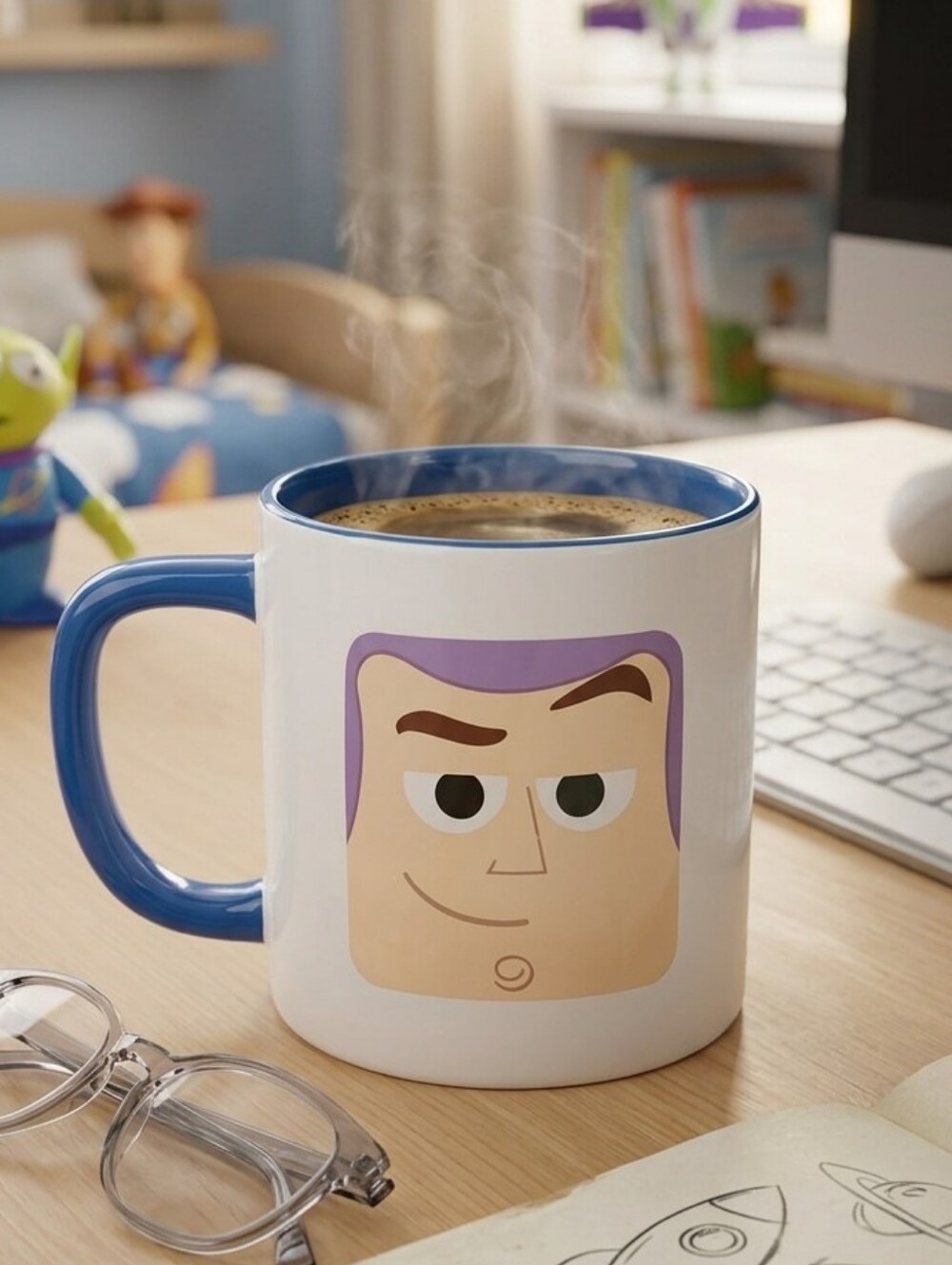Disney Store Pixar Toy Story Buzz Lightyear Ceramic Mug Blue White